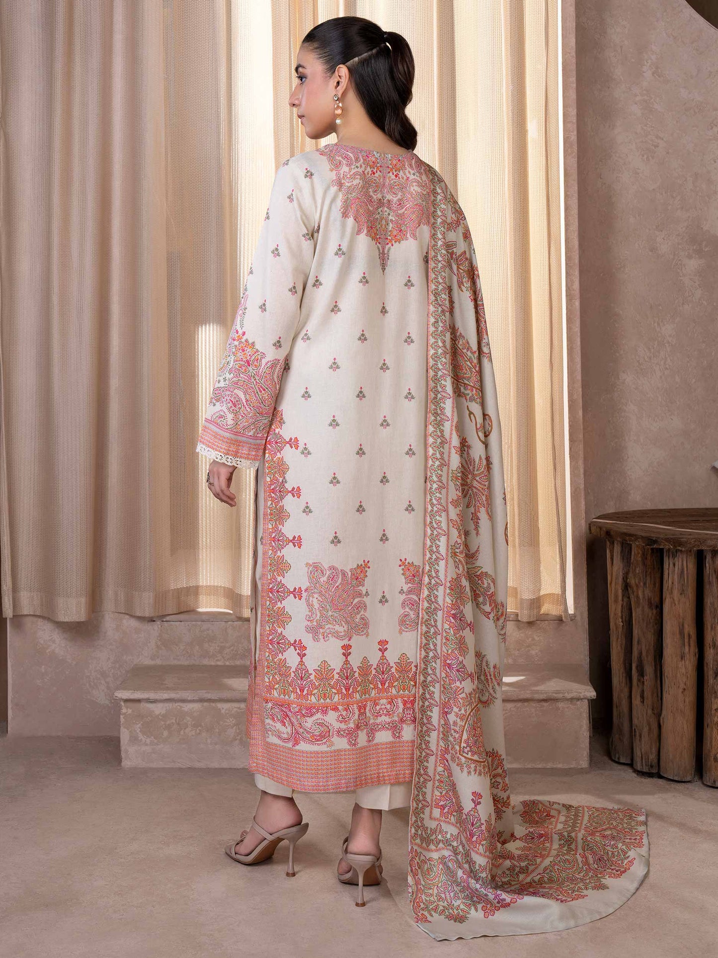 3 Piece Khaddar Suit-Paste Print (Unstitched)