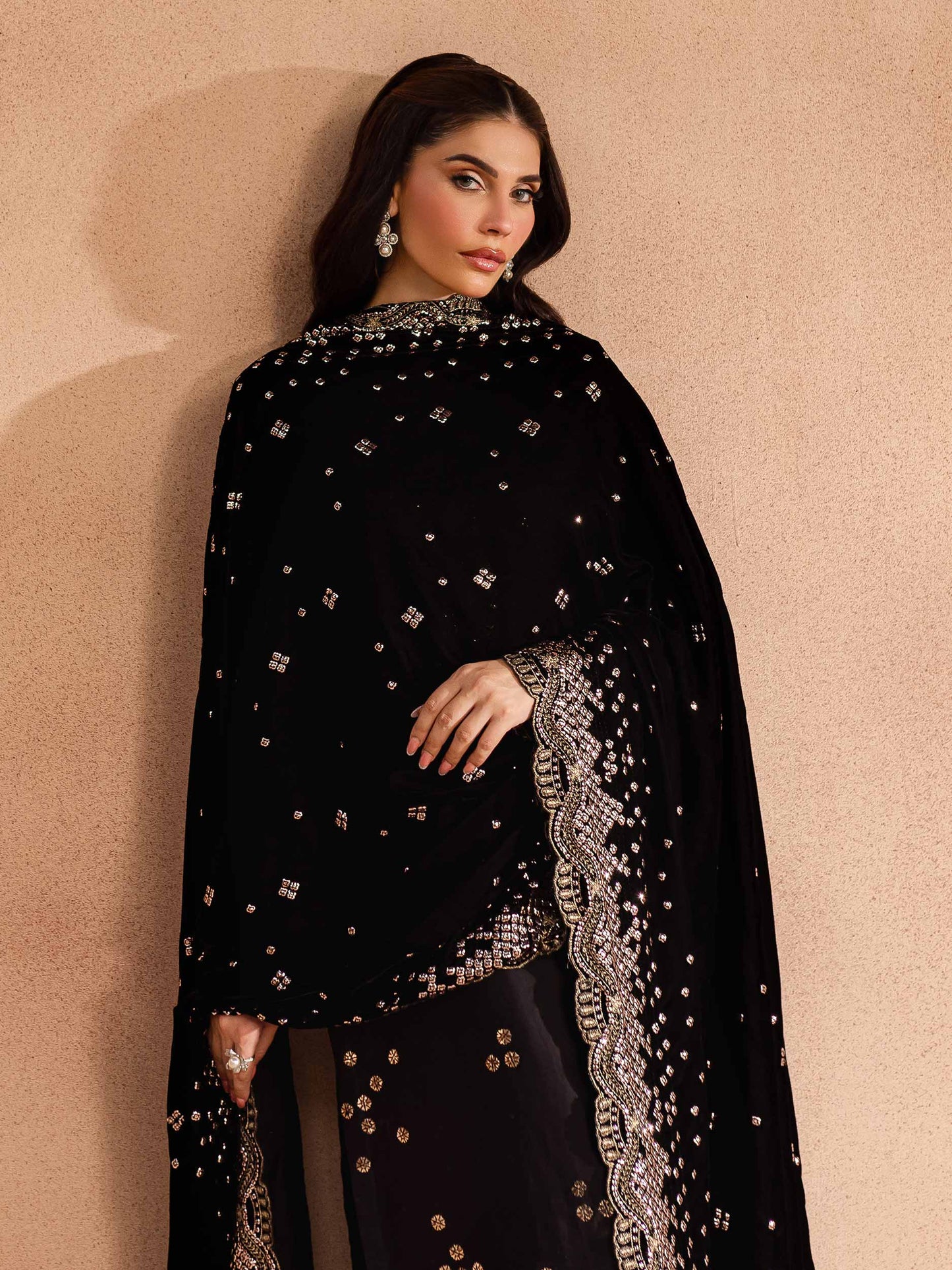 3 Piece Satin Suit-Embroidered (Unstitched)