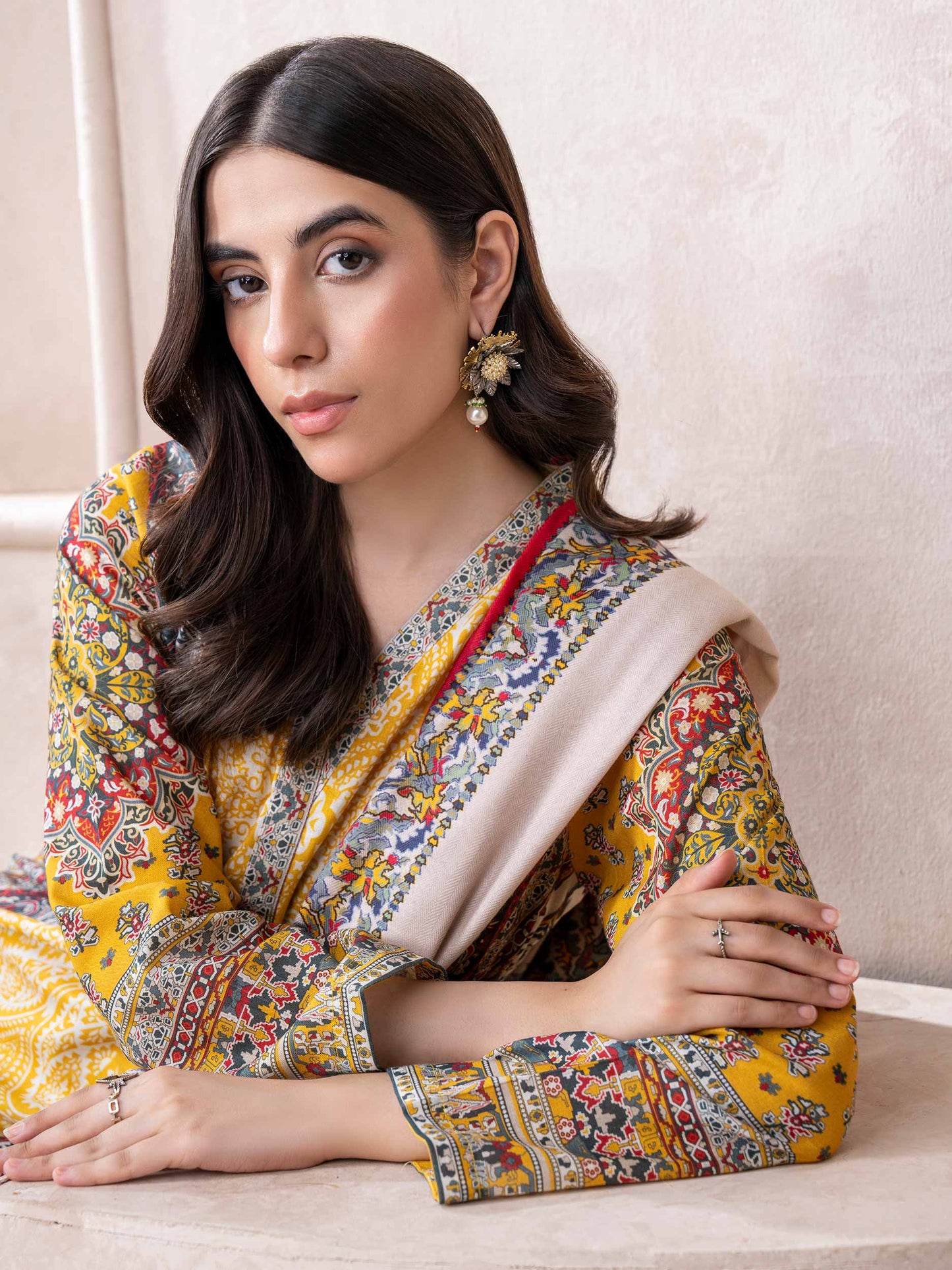 3 Piece Khaddar Suit-Printed (Unstitched)