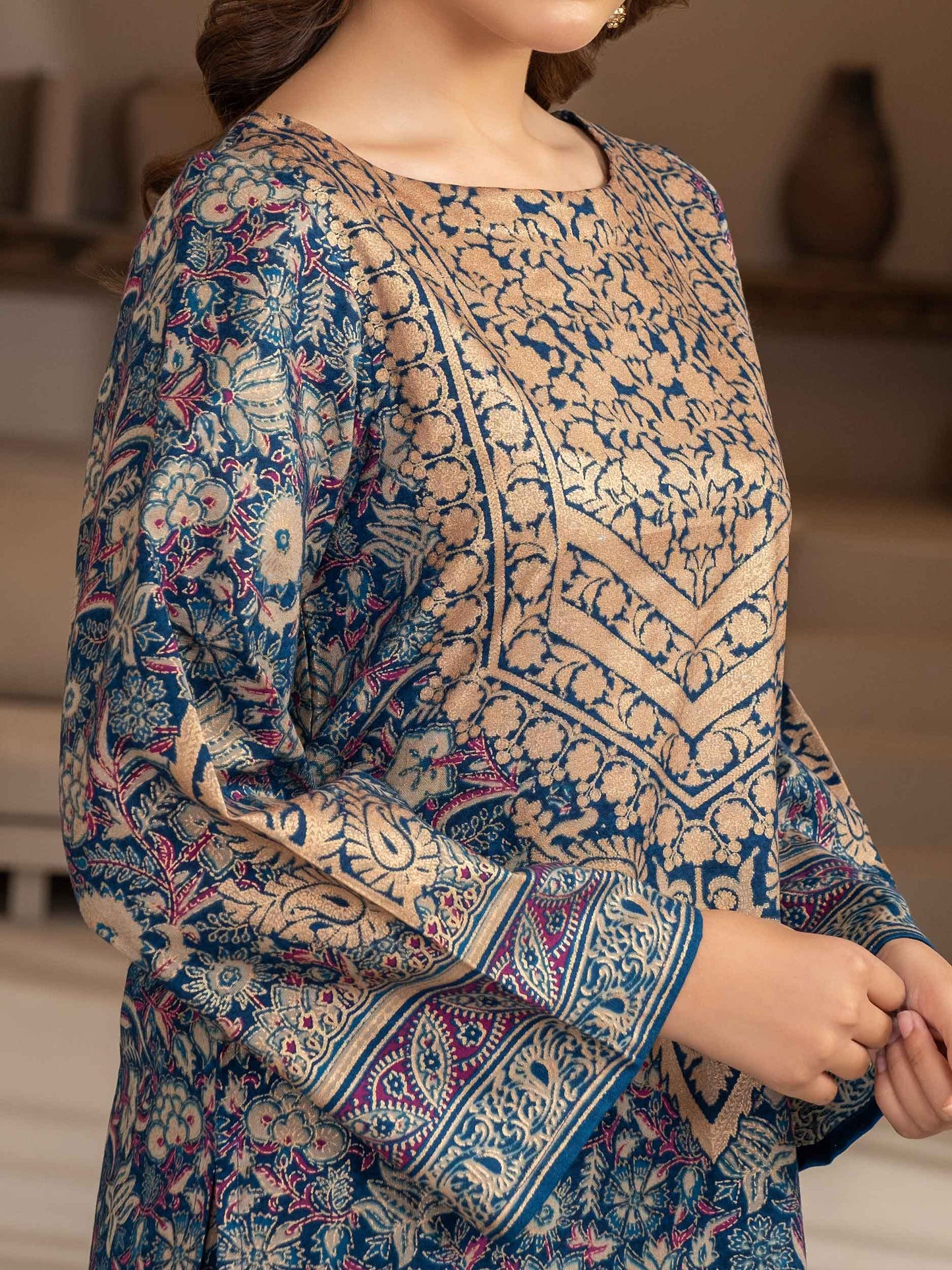 2 Piece Khaddar Suit-Paste Print (Unstitched)