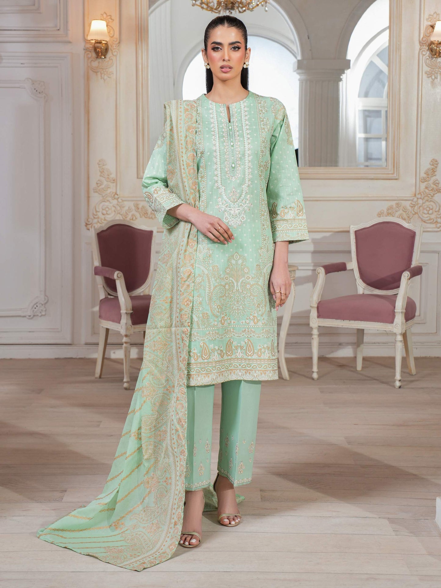 3 Piece Lawn Suit Embroidered (Unstitched)
