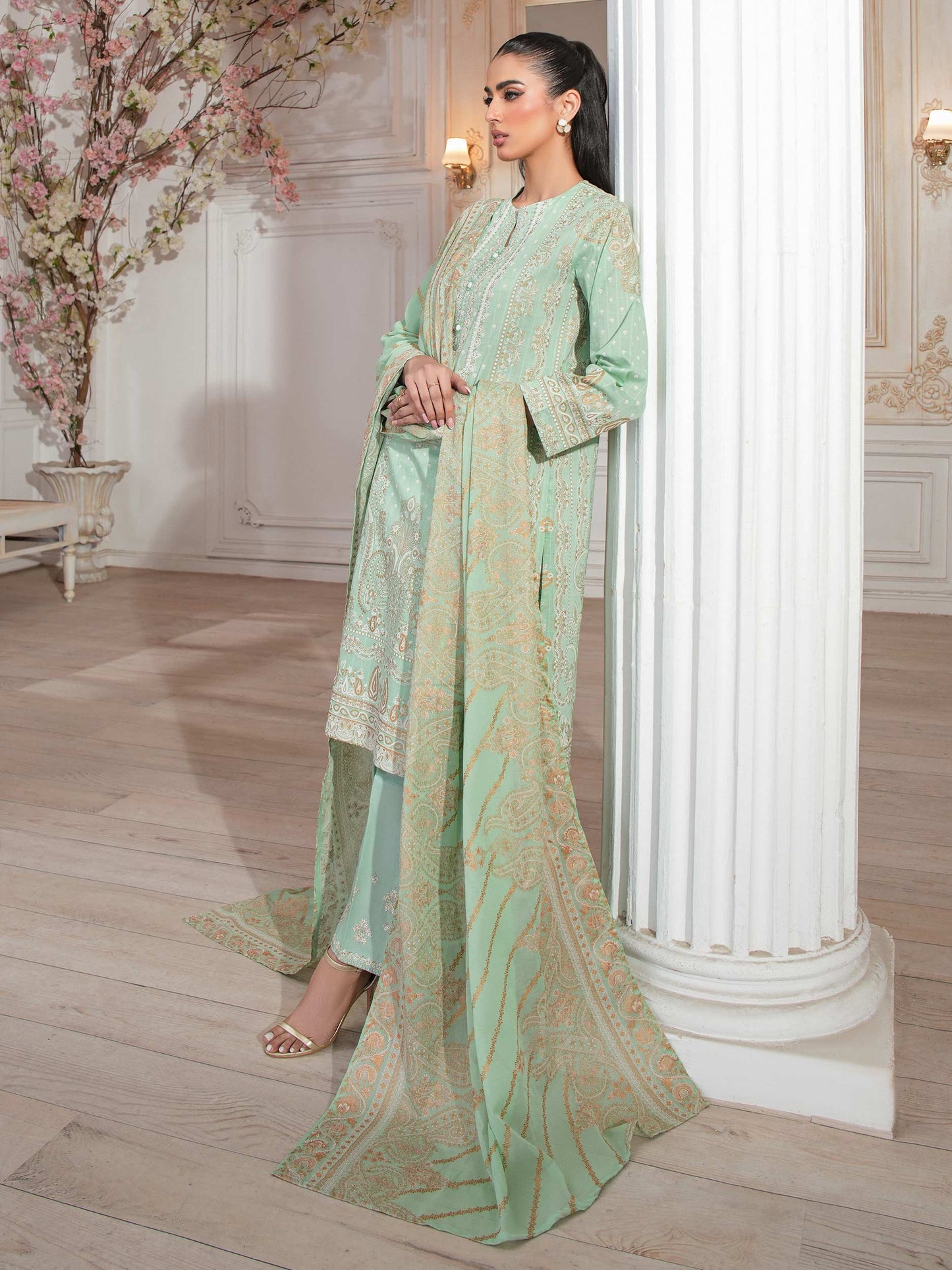 3 Piece Lawn Suit Embroidered (Unstitched)