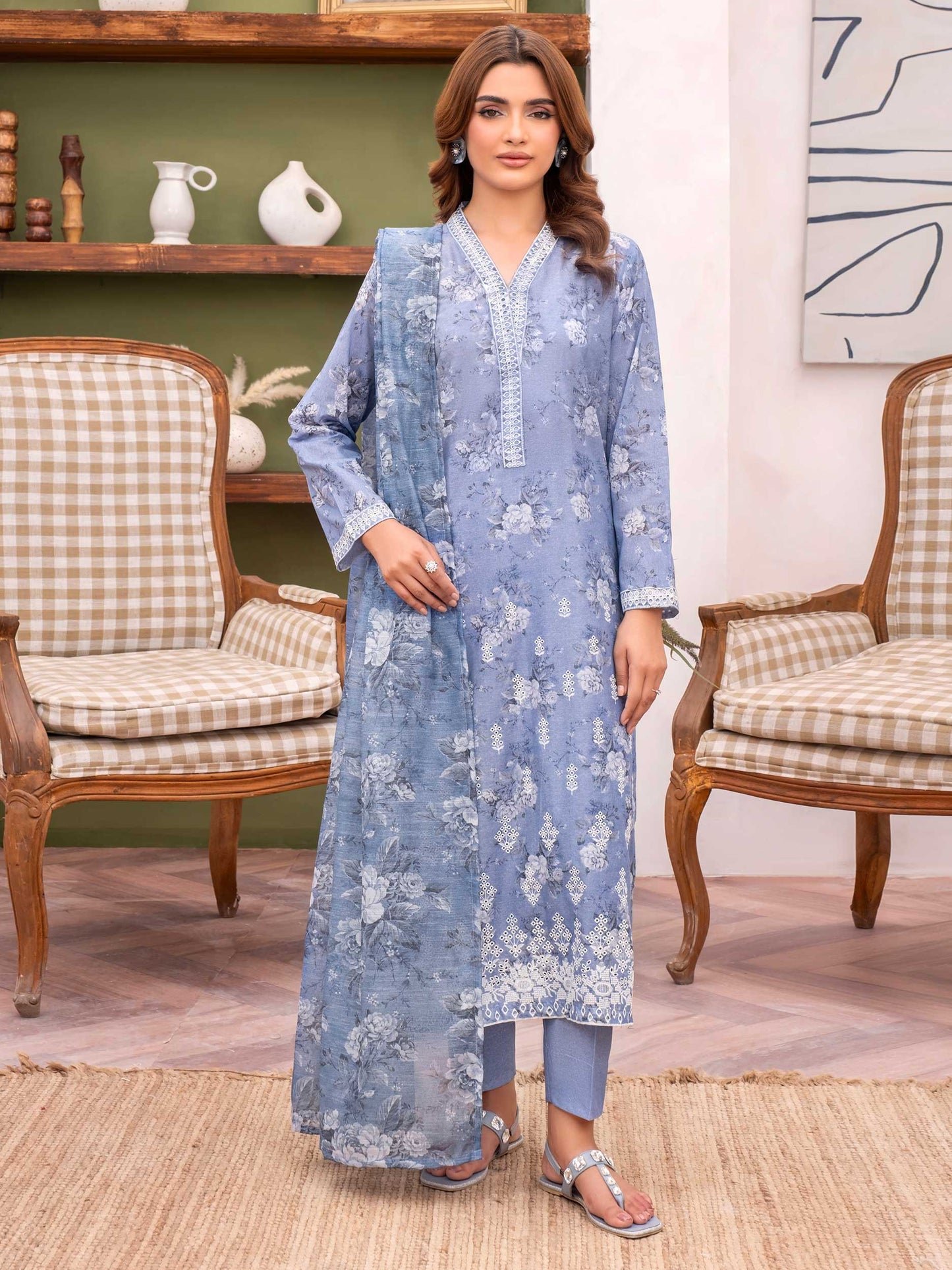 3 Piece Lawn Suit-Embroidered (Unstitched)