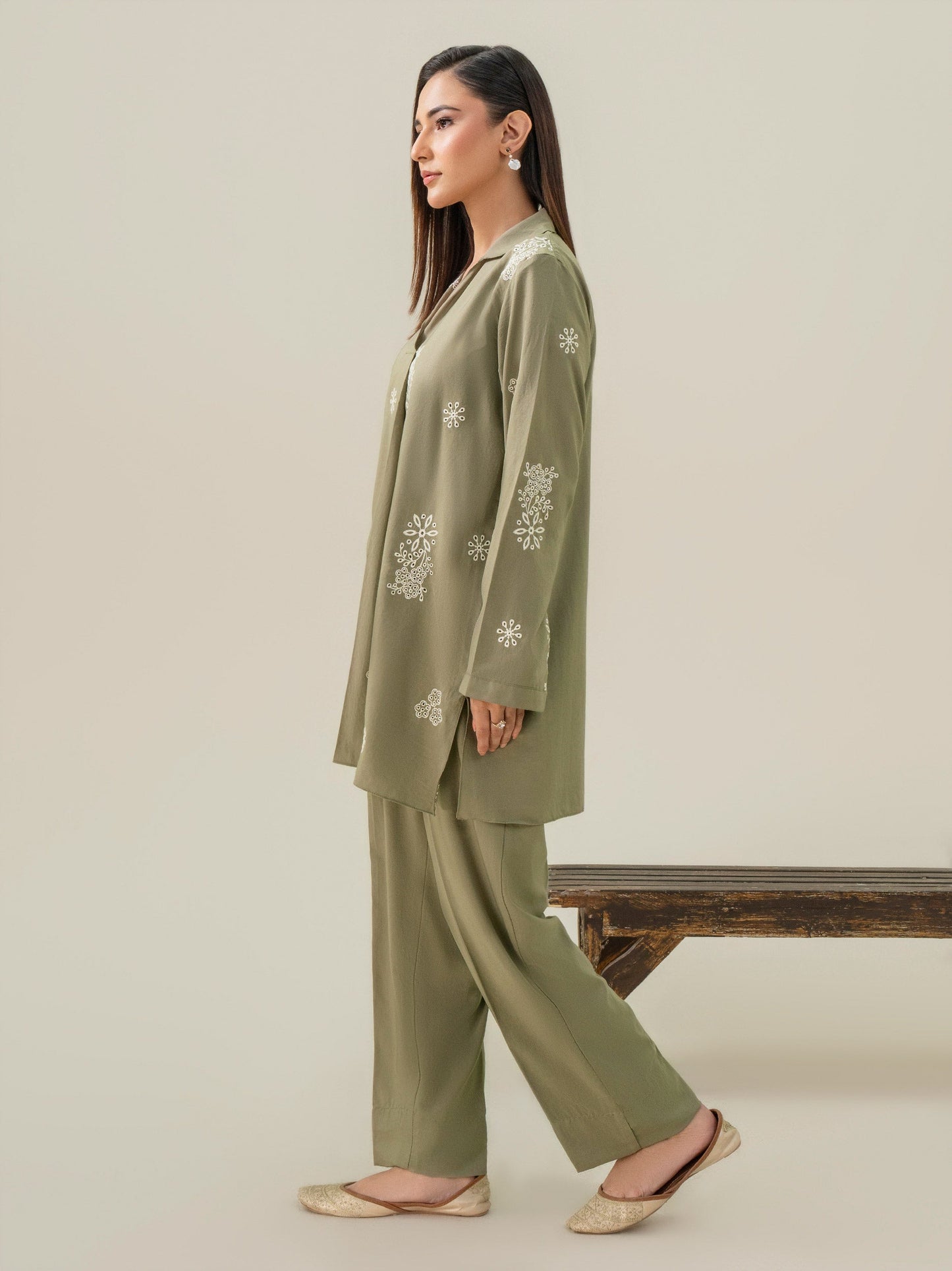 Linen Co-Ord Set-Embroidered (Pret)