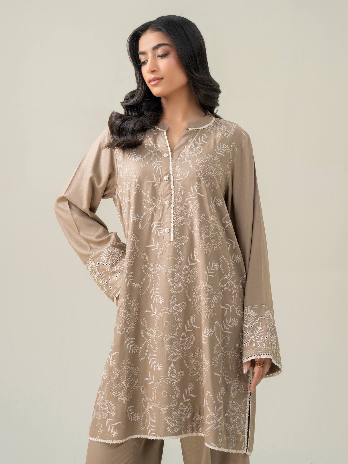Crepe Co-ord Set-Embroidered (Pret)