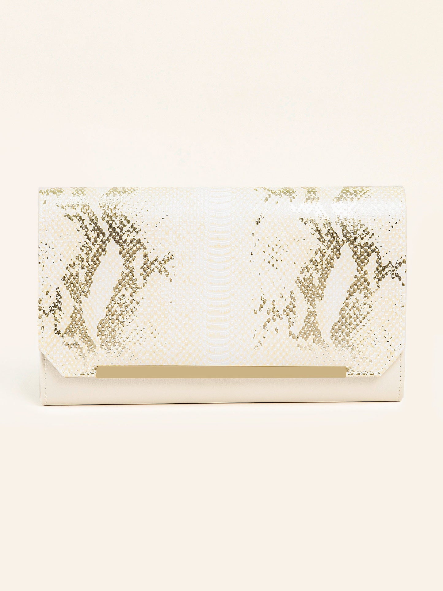 Crocodile Print Metallic Clutch