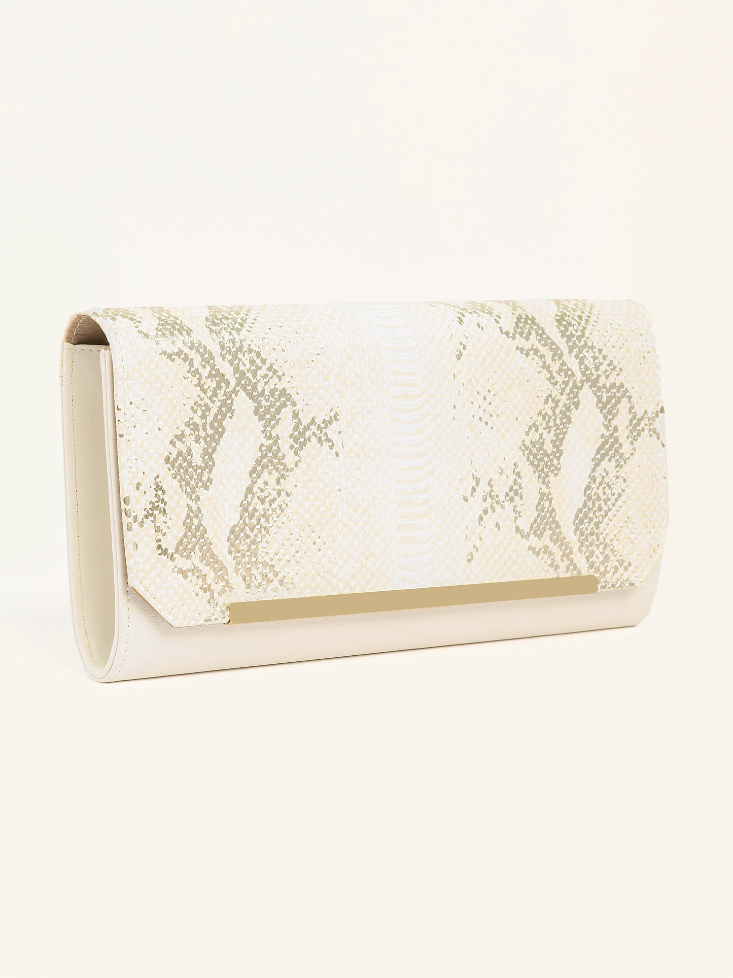 Crocodile Print Metallic Clutch