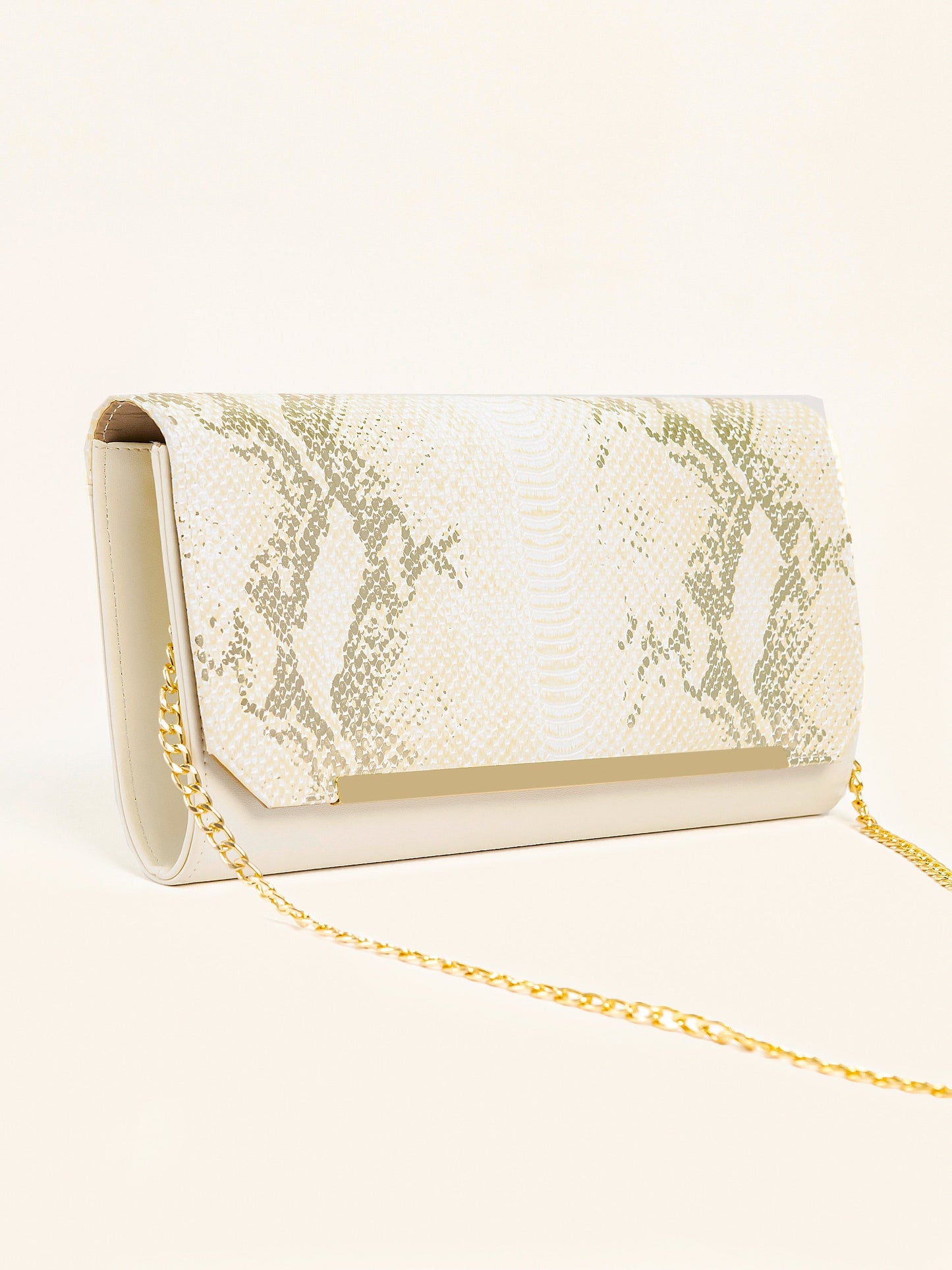 Crocodile Print Metallic Clutch