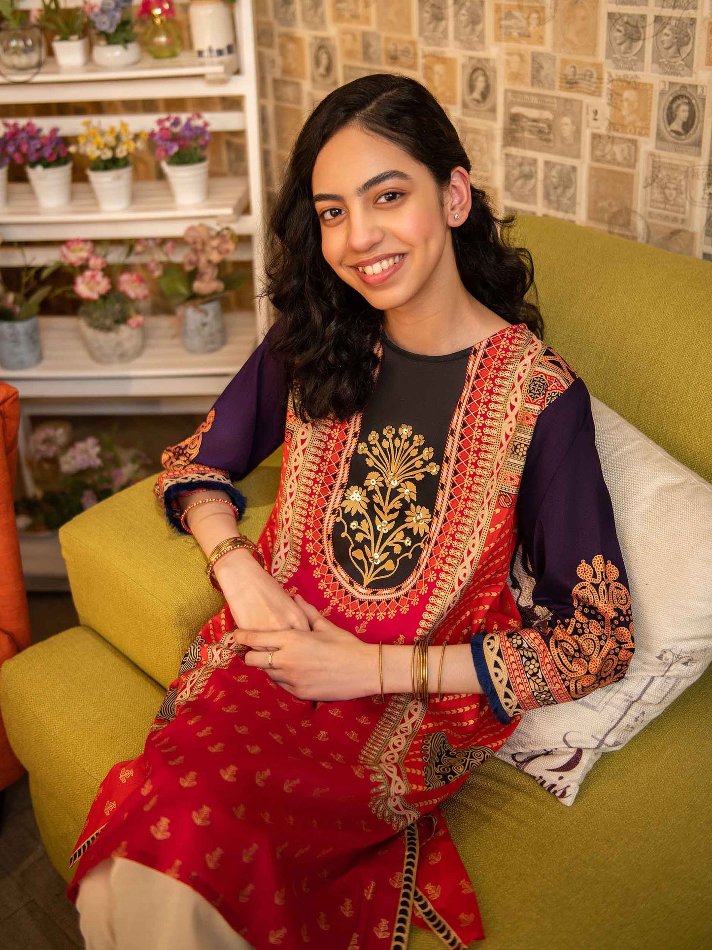 Printed Gold Lawn Shirt