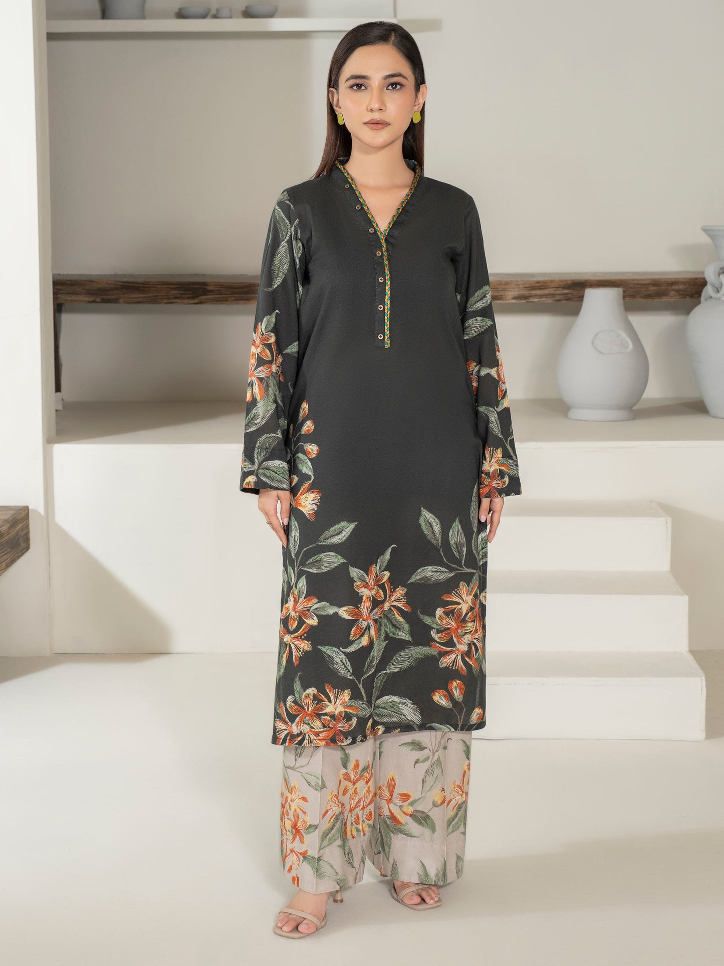 2 Piece Khaddar Suit-Printed (Unstitched)