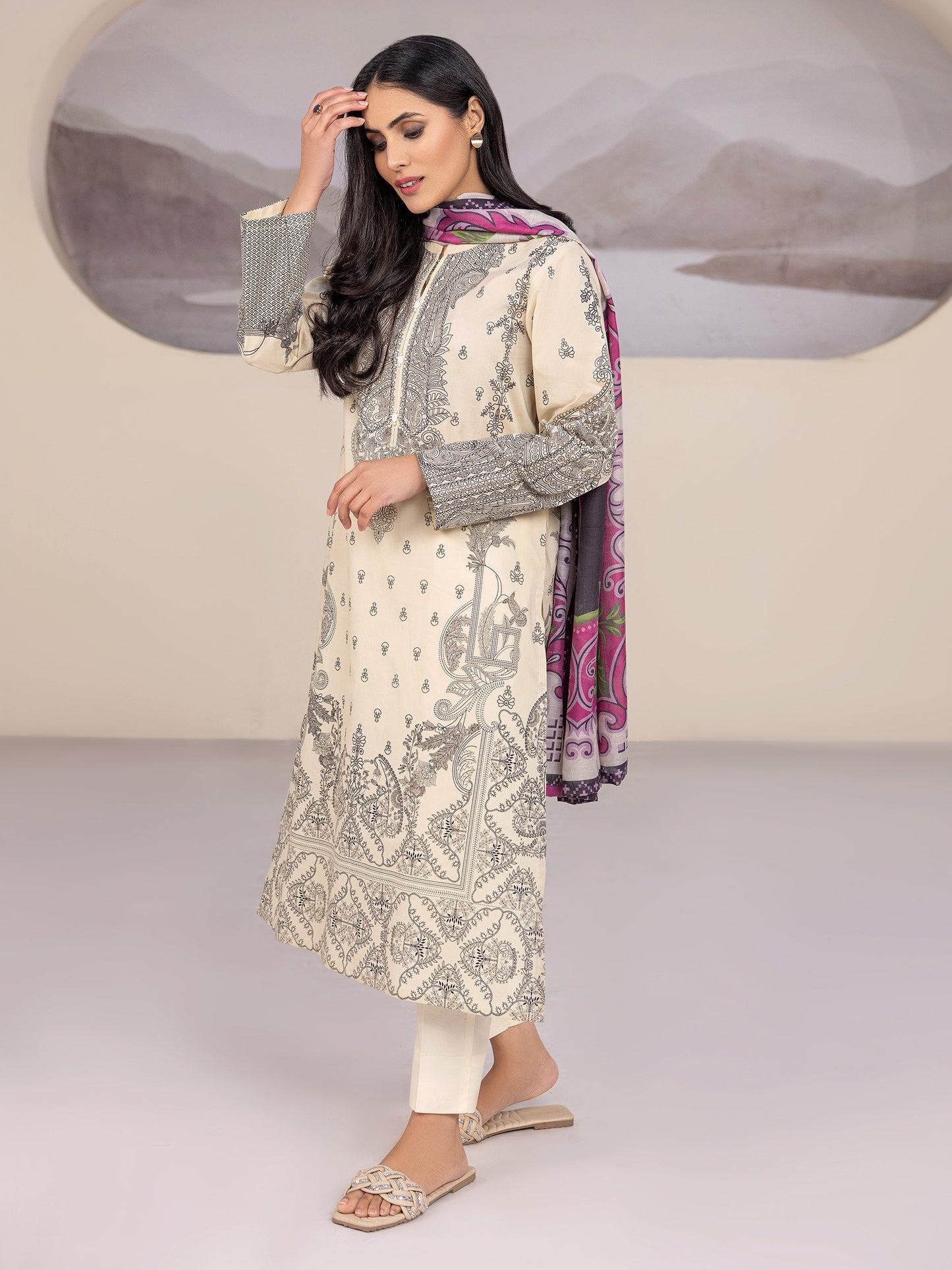 2 Piece Lawn Suit-Paste Print(Unstitched)