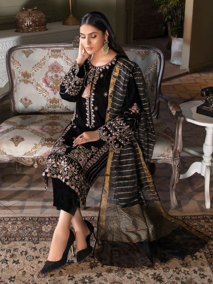 3 Piece Velvet Suit-Embroidered (Unstitched)