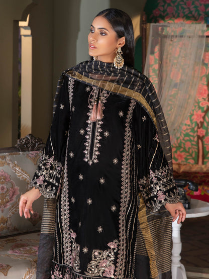 3 Piece Velvet Suit-Embroidered (Unstitched)