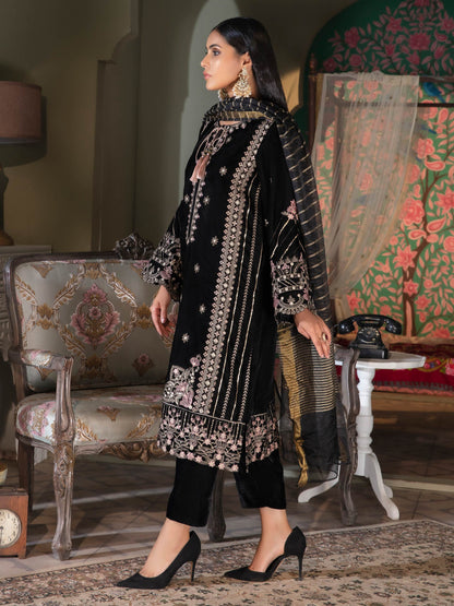 3 Piece Velvet Suit-Embroidered (Unstitched)
