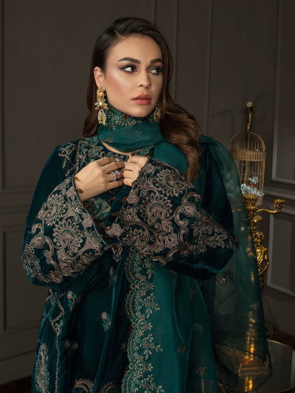 3 Piece Velvet Suit-Embroidered (Unstitched)