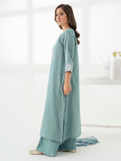 3 Piece Yarn Dyed Suit-Embroidered (Pret)