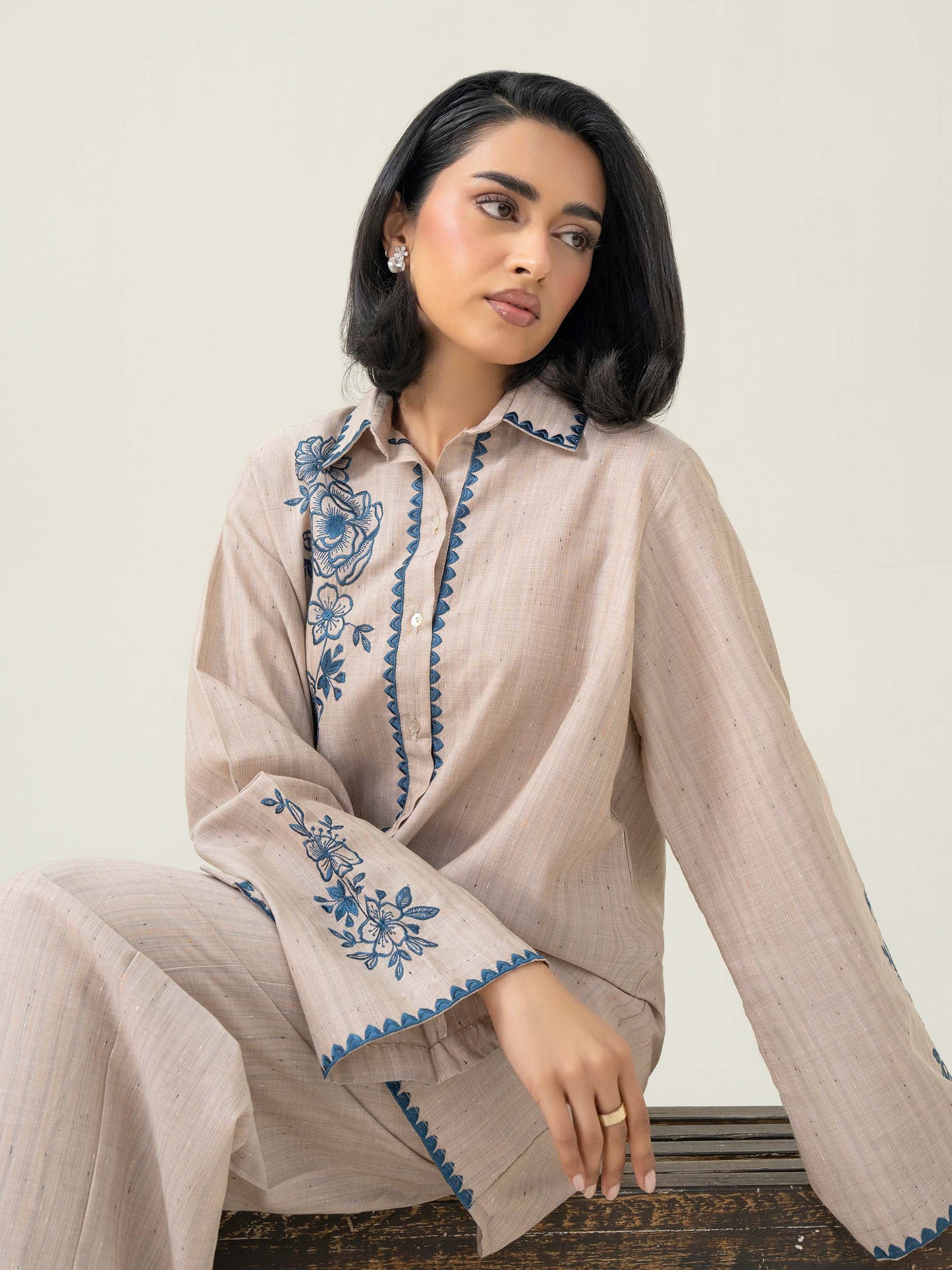 Yarn Dyed  Co-Ord Set-Embroidered (Pret)