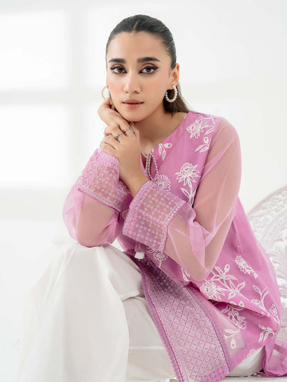 Organza Kurti-Embroidered (Pret)