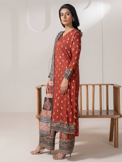 3 Piece Lawn Suit-Paste Print  (Pret)