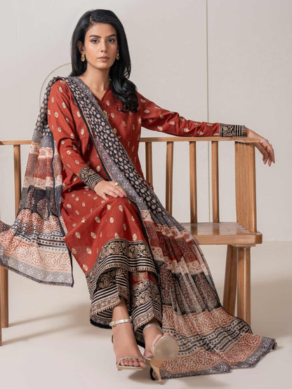 3 Piece Lawn Suit-Paste Print  (Pret)