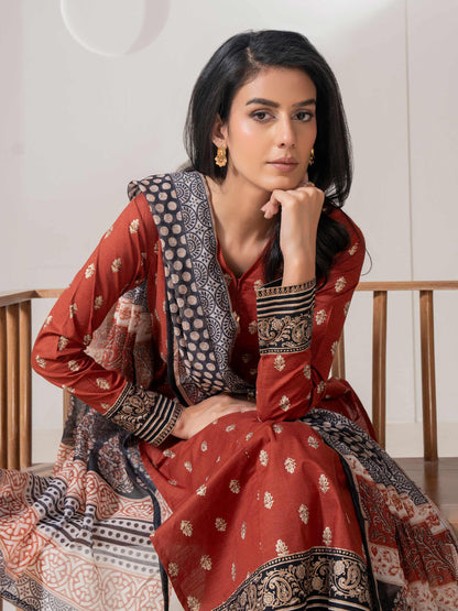 3 Piece Lawn Suit-Paste Print  (Pret)