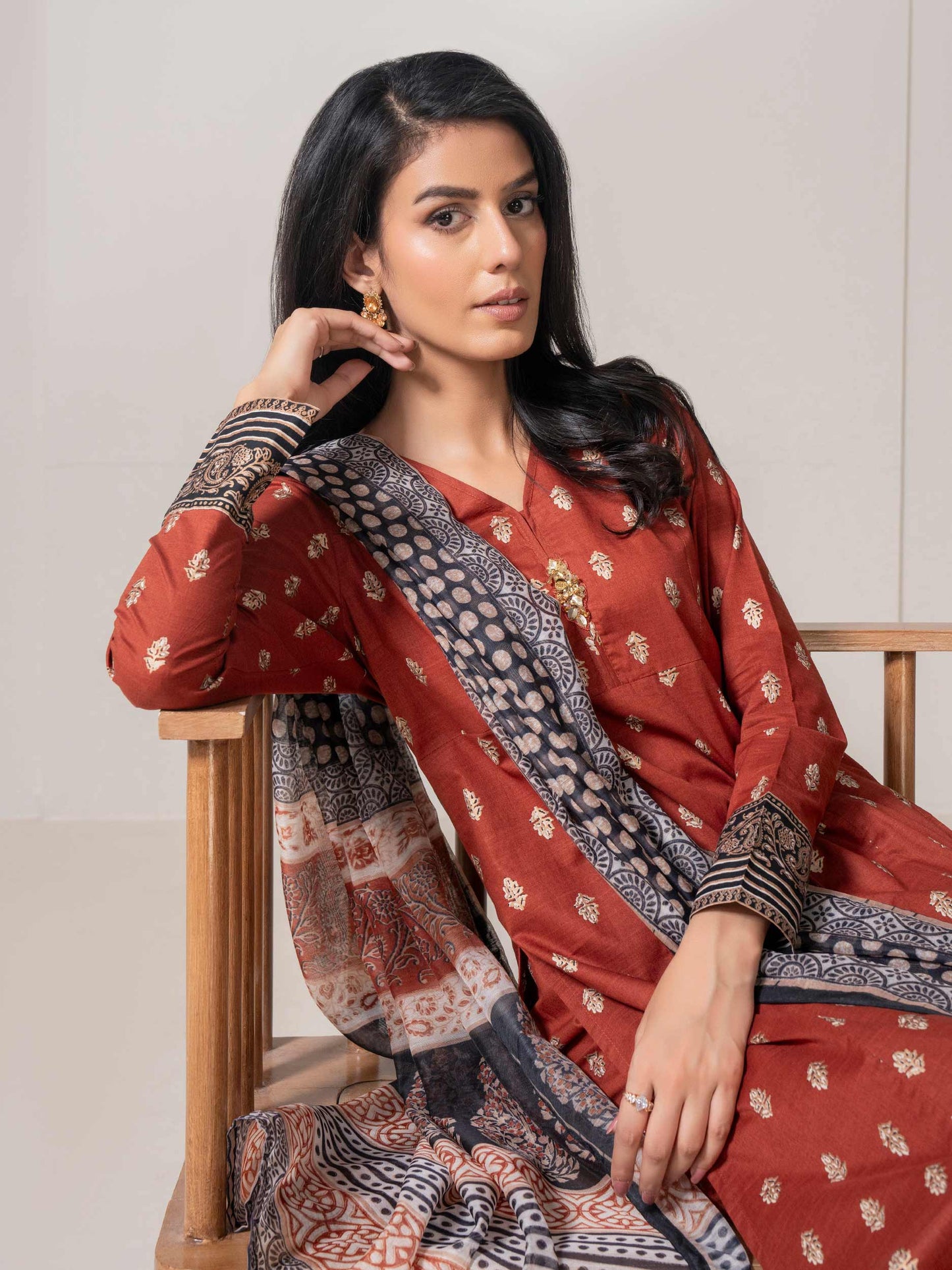 3 Piece Lawn Suit-Paste Print  (Pret)