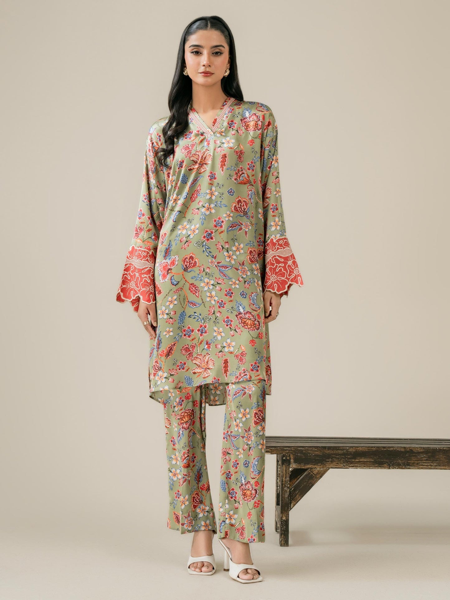 Silk Co-ord Set-Embellished (Pret)