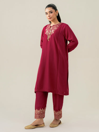 2 Piece Velvet Suit-Embroidered (Pret)