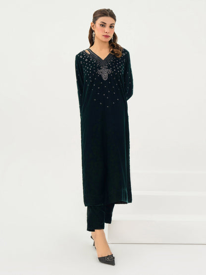2 Piece Velvet Suit-Embroidered (Pret)