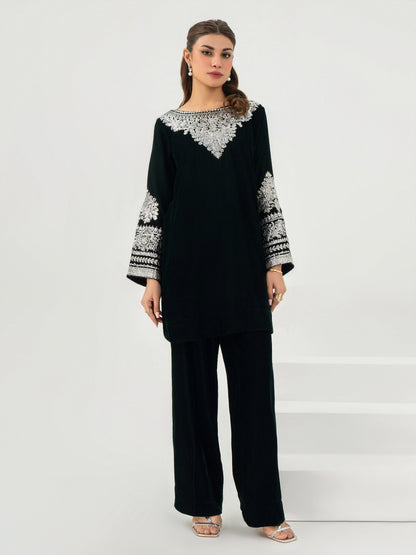 2 Piece Velvet Suit-Embroidered (Pret)