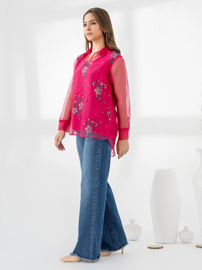 Embroidered Organza Top