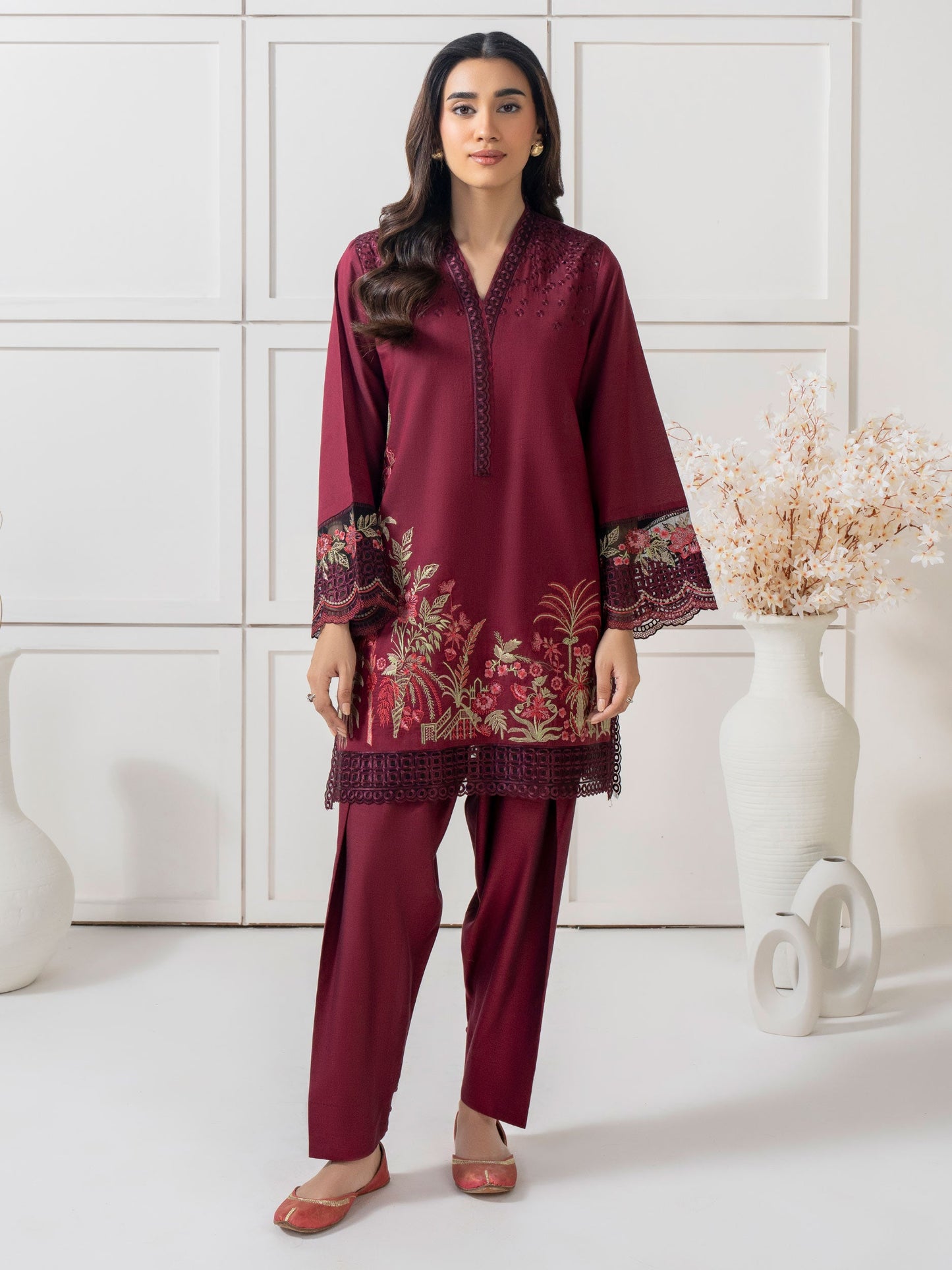 2 Piece Yarn Dyed Suit- Embroidered (Pret)