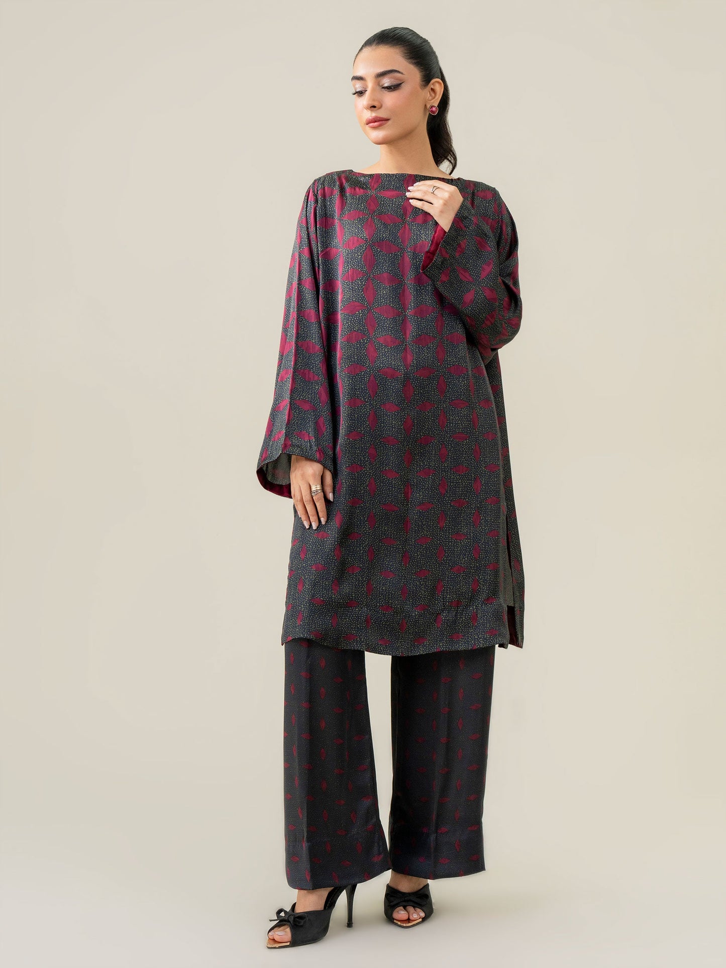 Silk Co-ord Set-Printed (Pret)
