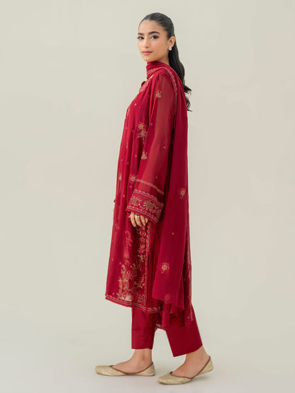 3 Piece Chiffon Suit-Embroidered (Pret)