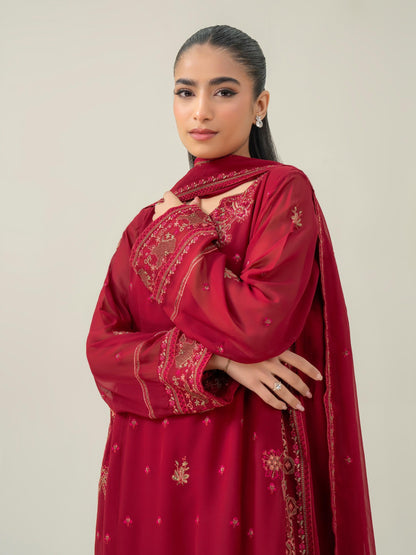 3 Piece Chiffon Suit-Embroidered (Pret)