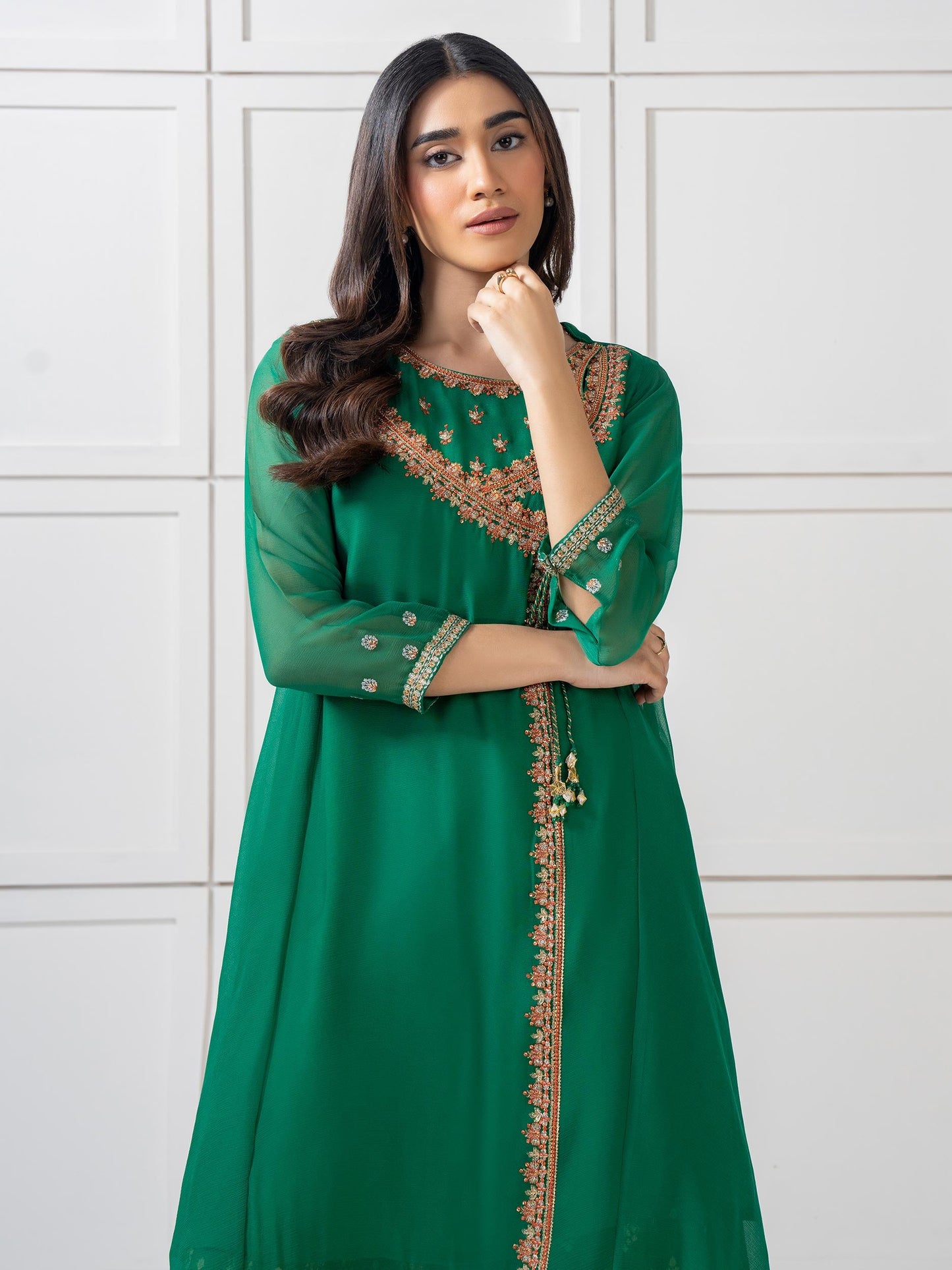 2 Piece Chiffon Suit-Embellished (Pret)