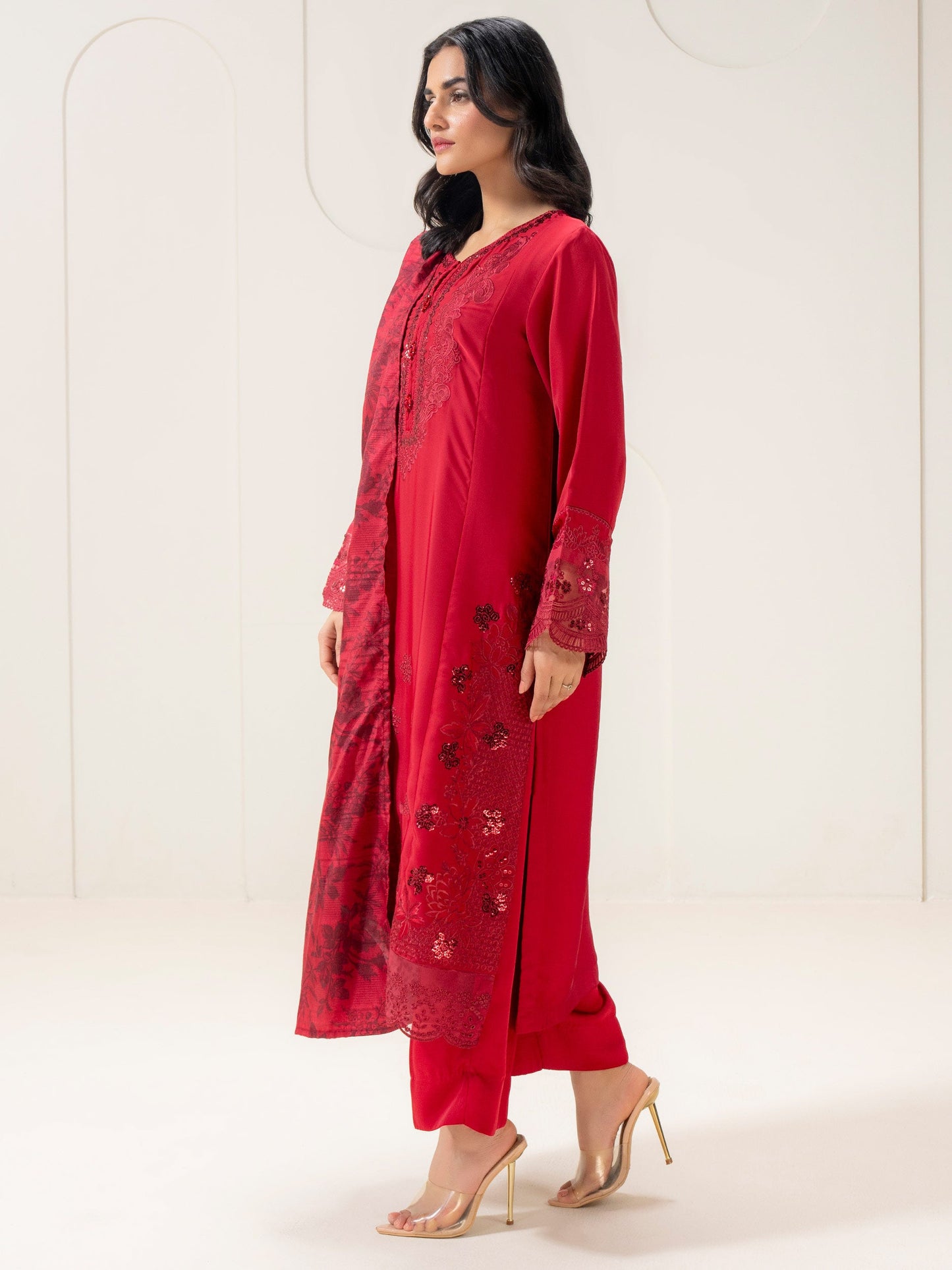 3 Piece Silk Suit-Embroidered (Pret)