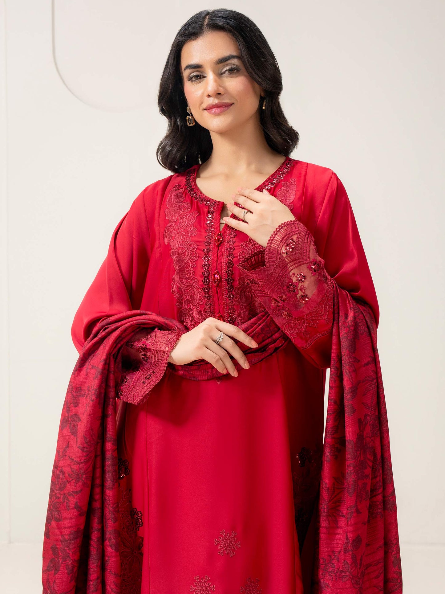 3 Piece Silk Suit-Embroidered (Pret)
