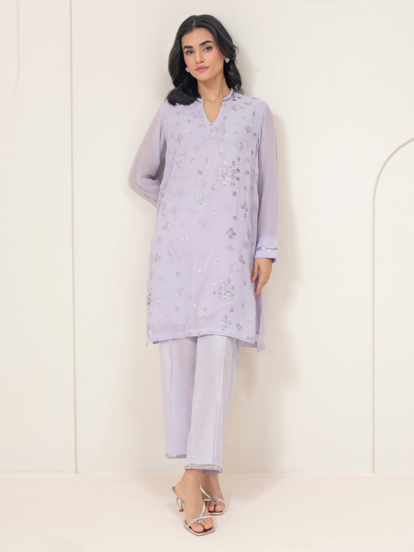 2 Piece Chiffon Suit-Embellished (Pret)
