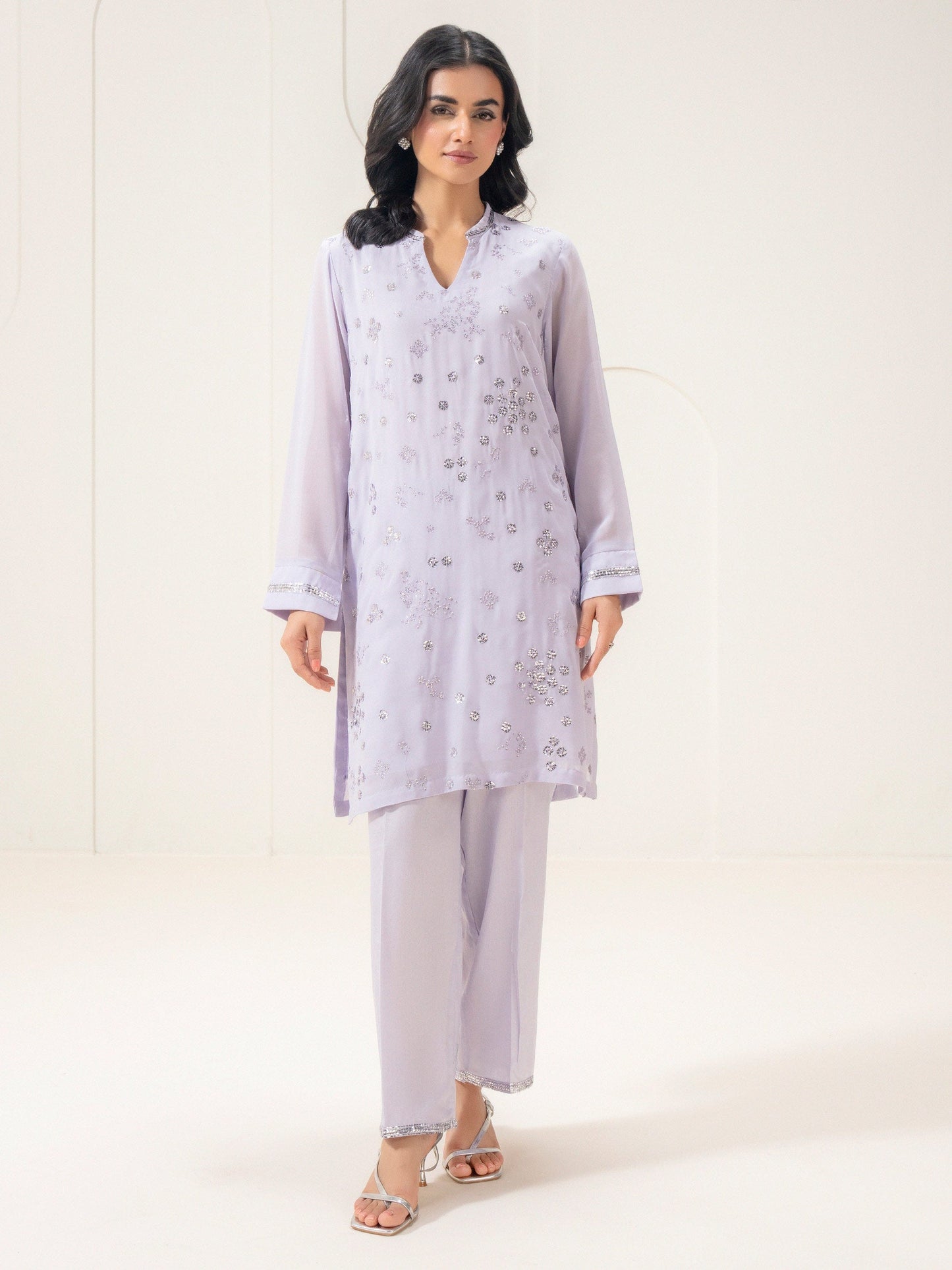 2 Piece Chiffon Suit-Embellished (Pret)