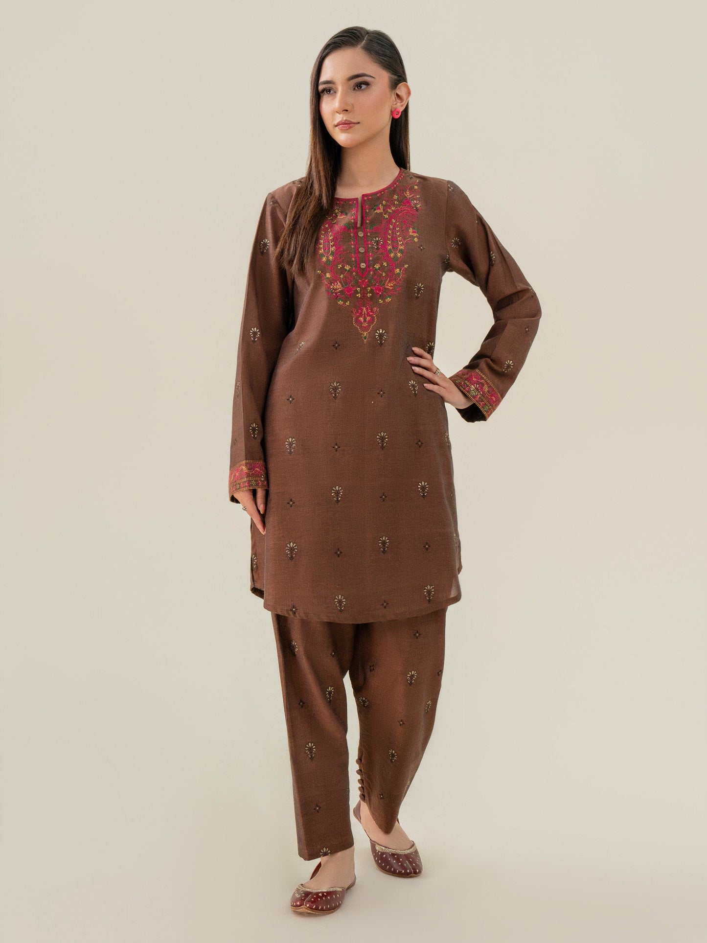 Jacquard Co-Ord Set-Embroidered (Pret)