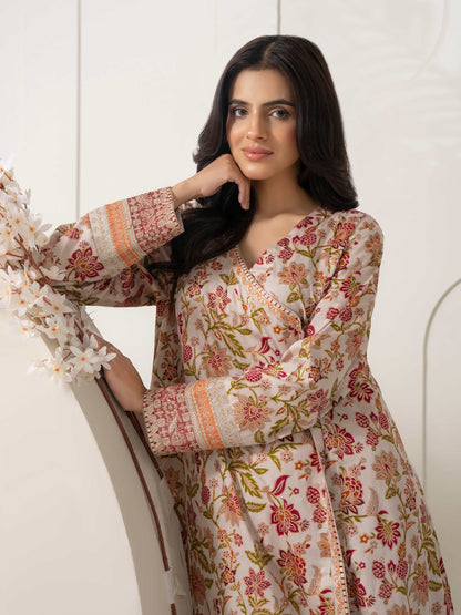 2 Piece Satin Suit-Embroidered (Pret)