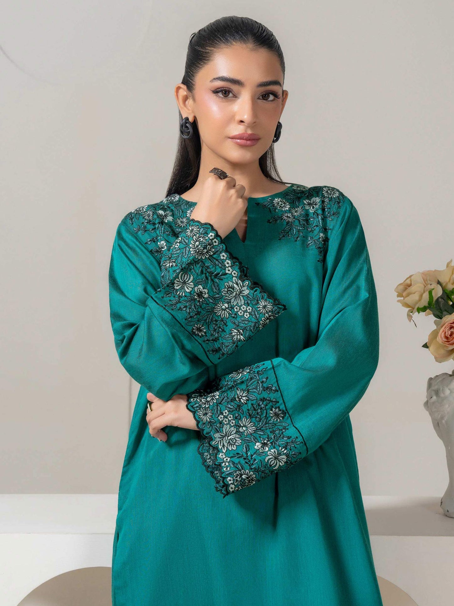 2 Piece Silk Suit-Embroidered (Pret)