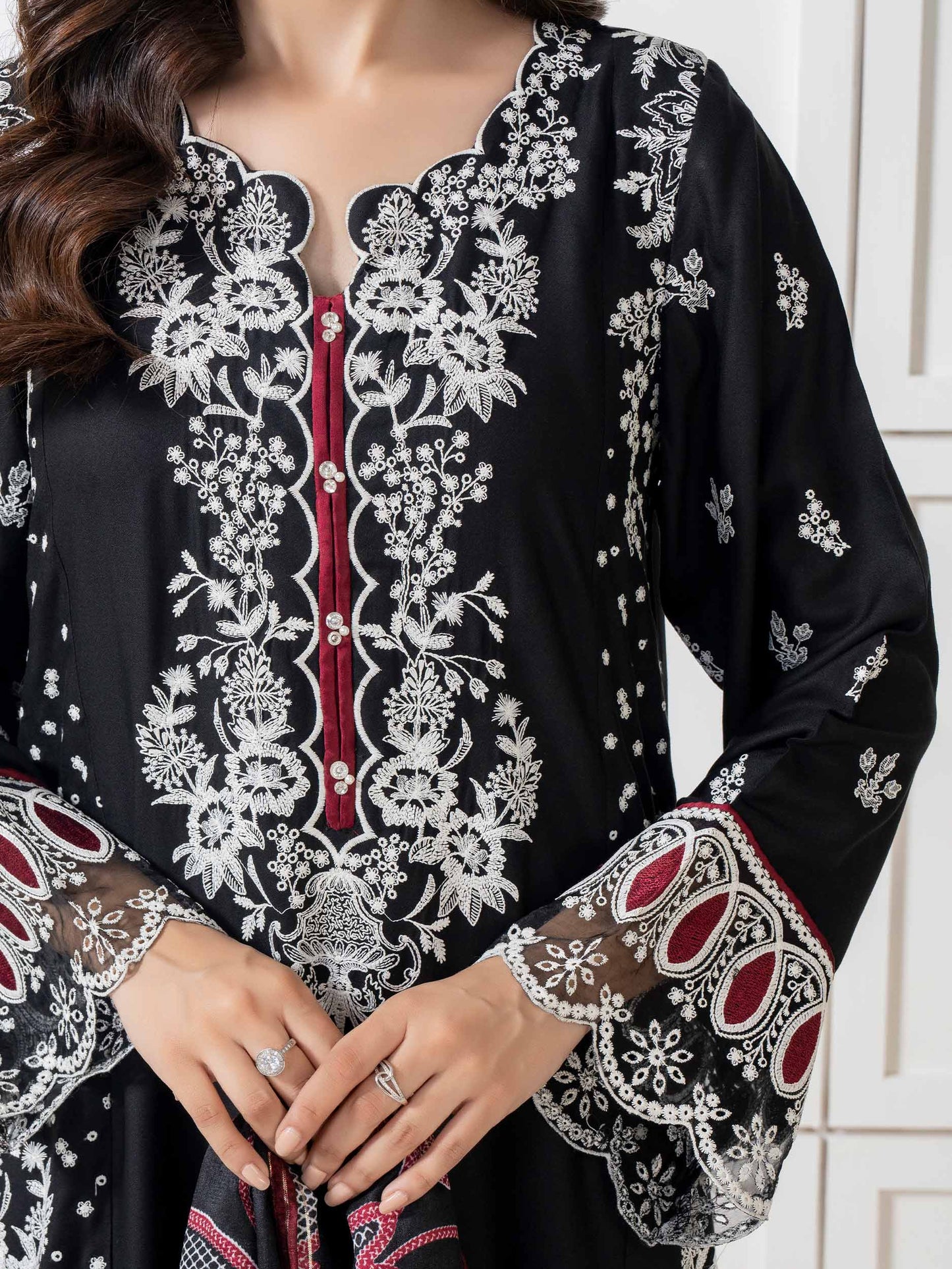 3 Piece Crepe Suit-Embroidered (Pret)