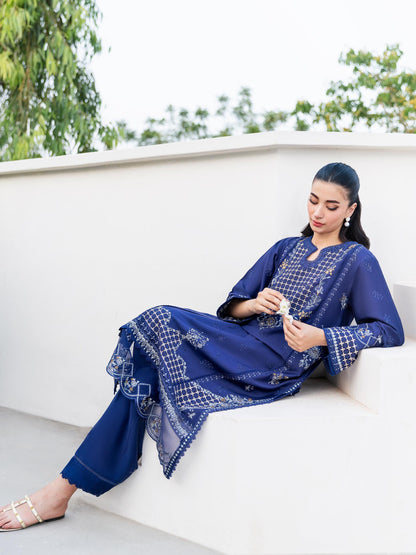 2 Piece Satin Suit-Embroidered (Pret)