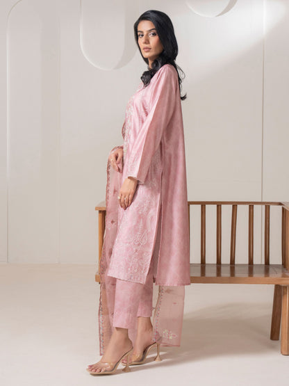 3 Piece Satin Suit-Embroidered (Pret)