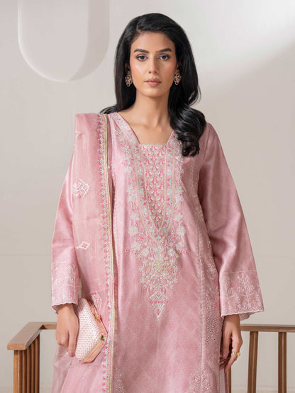 3 Piece Satin Suit-Embroidered (Pret)