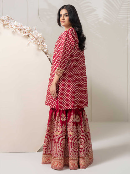 2 Piece Cambric Suit-Paste Print (Pret)