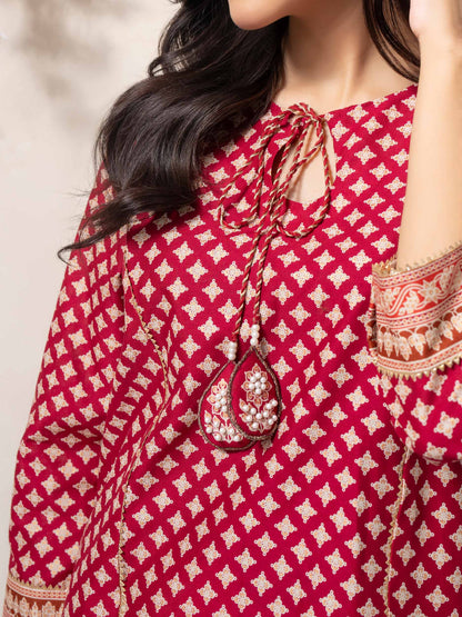 2 Piece Cambric Suit-Paste Print (Pret)