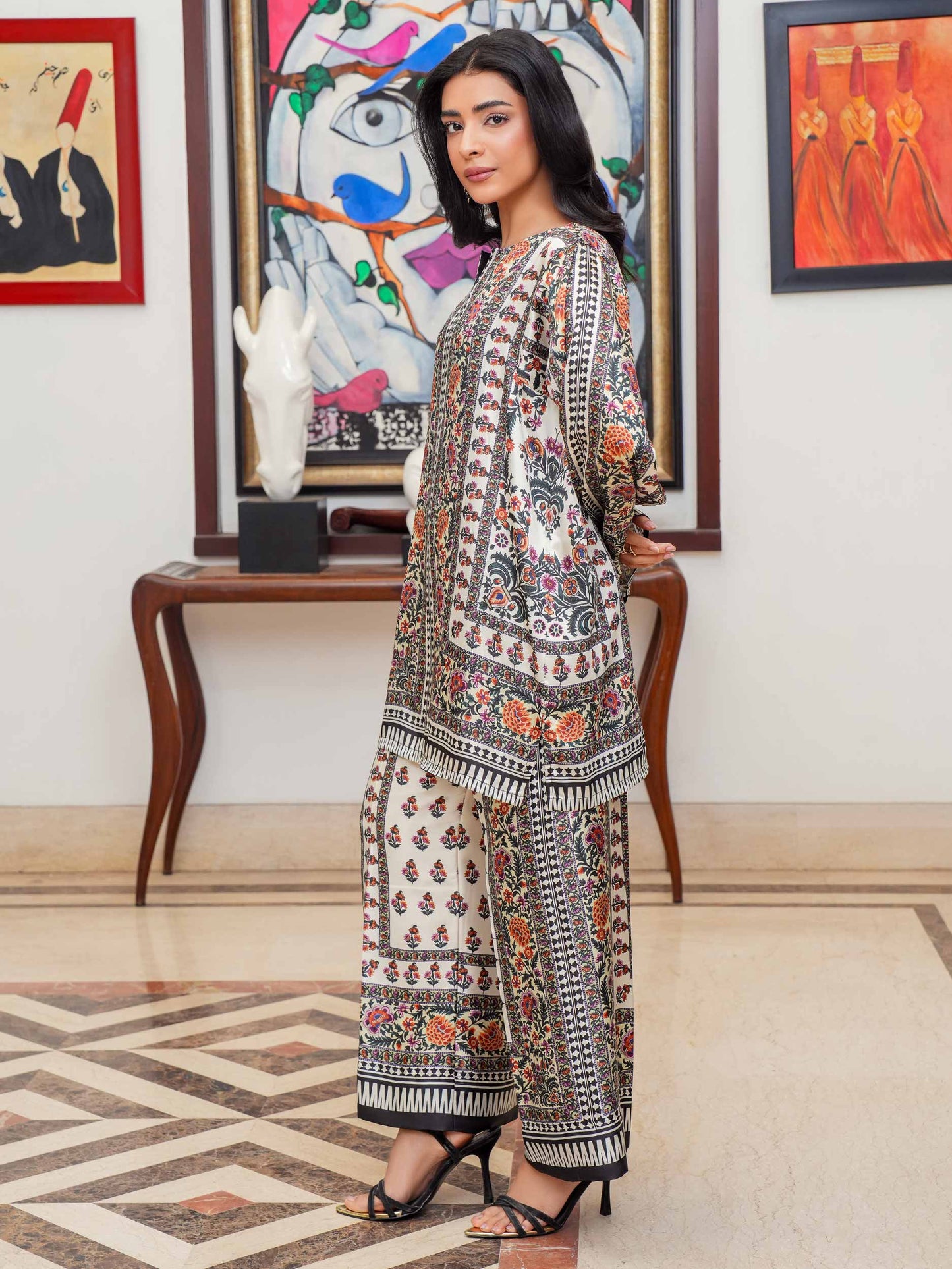 Silk Co-ord Set-Printed (Pret)